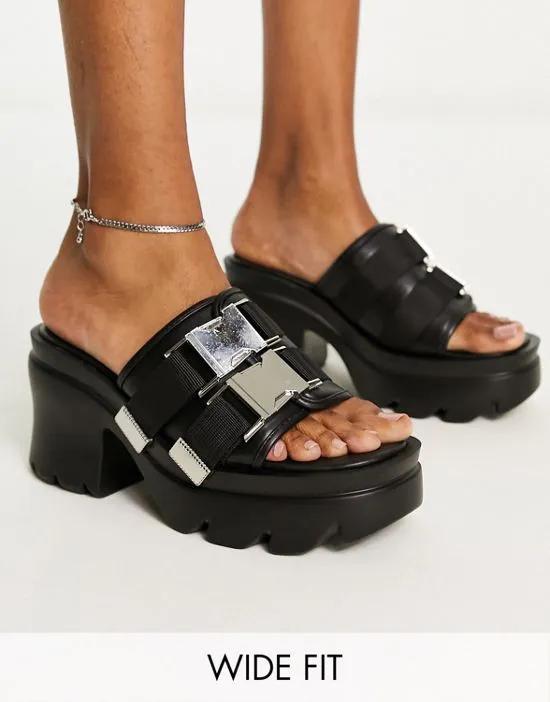 Oslo chunky heeled sandals in black