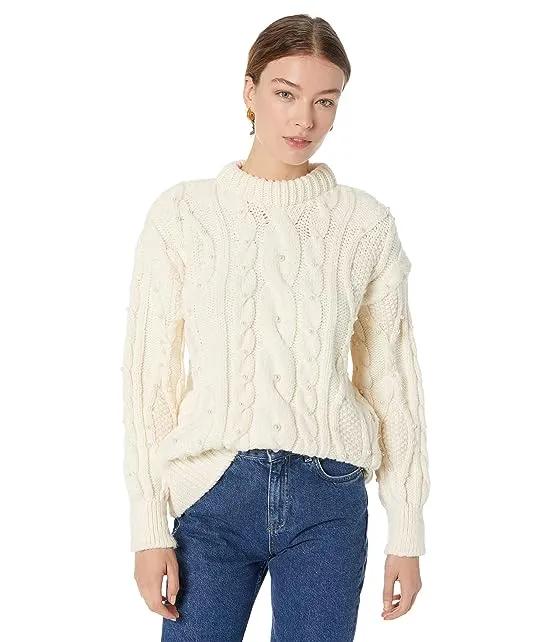 Otawa Pearl Beaded Cable Knit Sweater