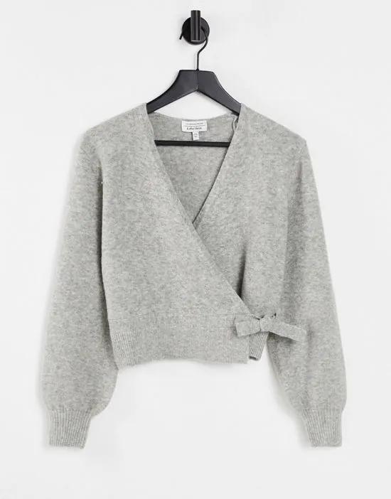 & Other Stories wrap cardigan in light gray melange
