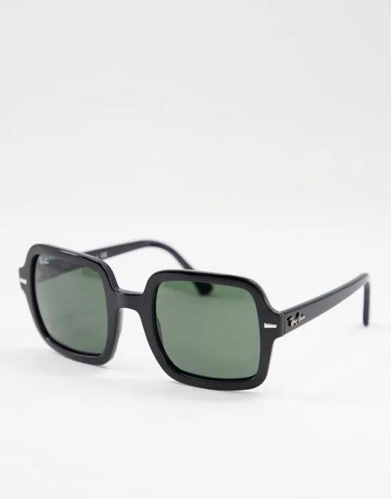 oversized 70's square sunglasses in black