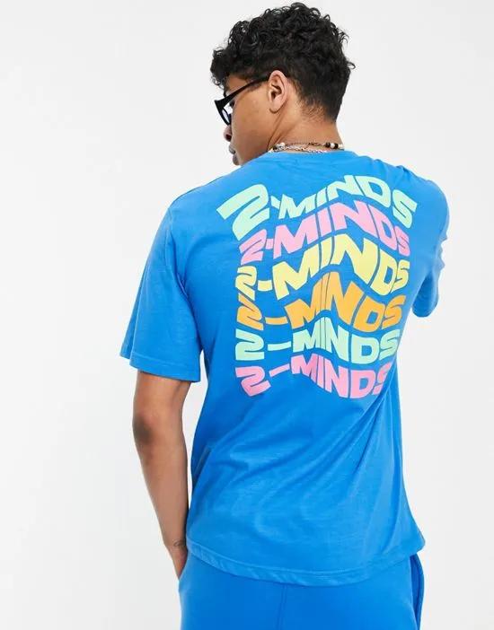 oversized backprint t-shirt in blue - part of a set