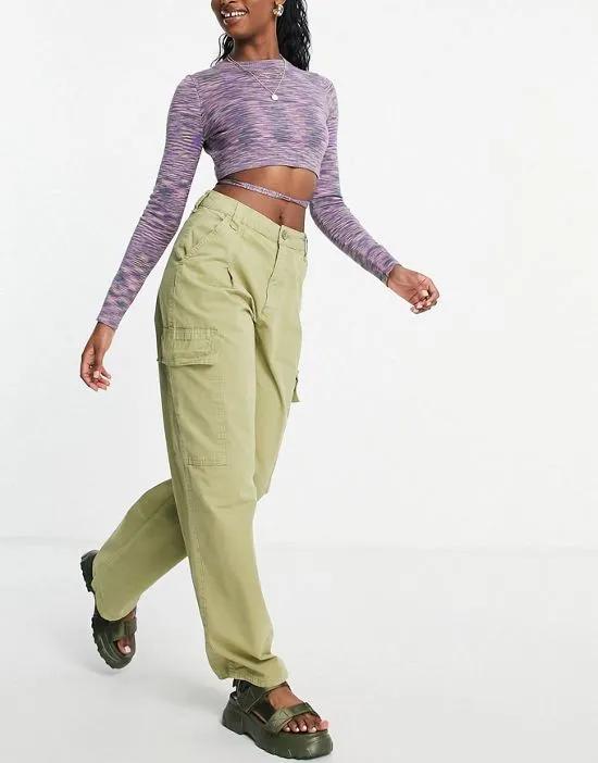 oversized cargo pants in sage