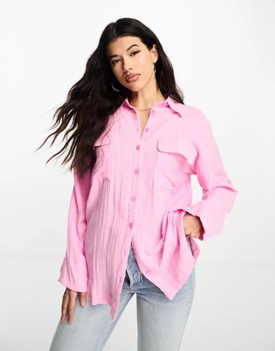 oversized cheesecloth shirt in pink