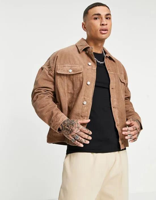 oversized cord jacket in rust