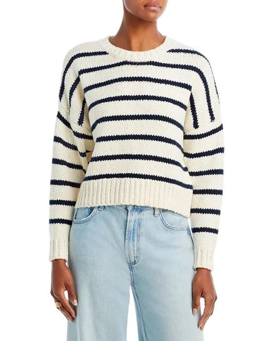 Oversized Cotton Crewneck Cropped Sweater 