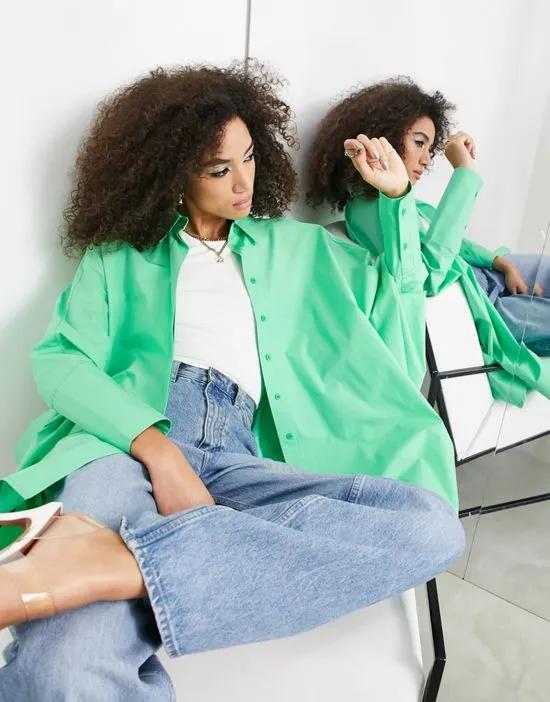oversized cotton shirt in bright green
