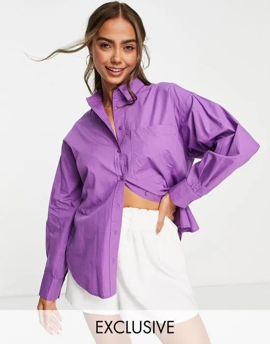 oversized cotton shirt in purple