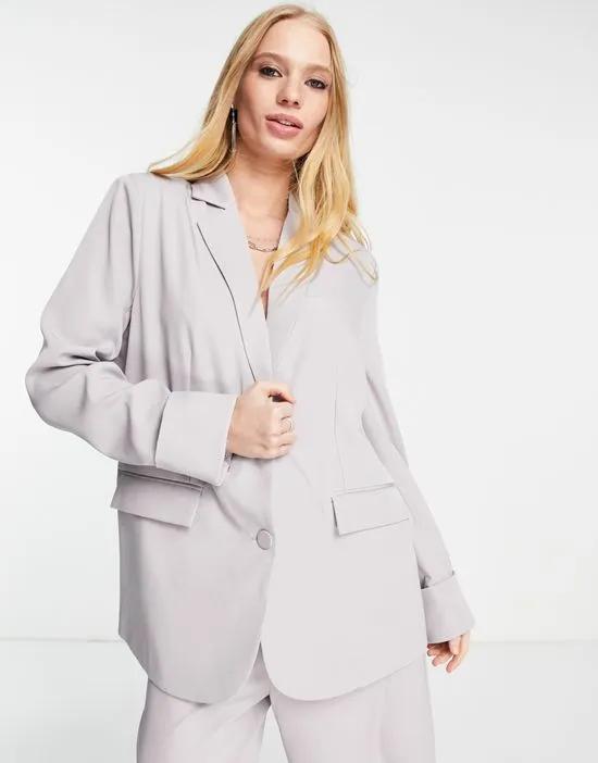 oversized cuff detail blazer in lilac - part of a set