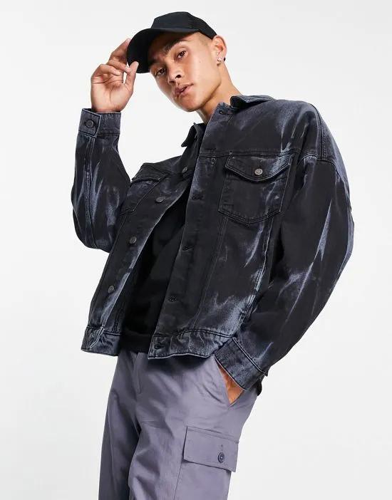 oversized denim jacket in gray wash