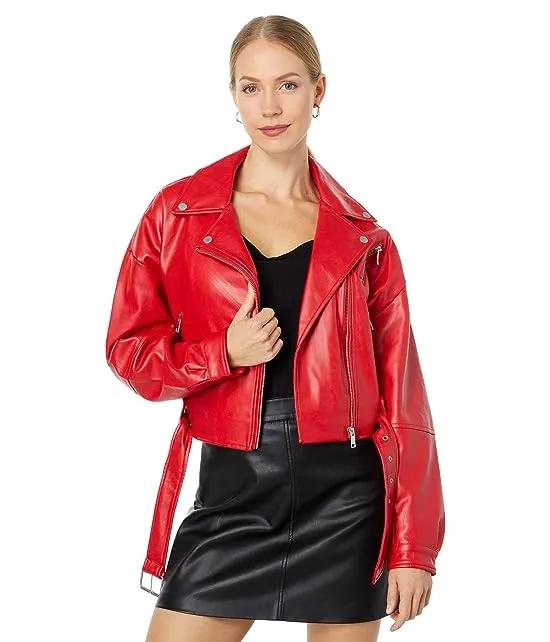 Oversized Faux Leather Cropped Biker