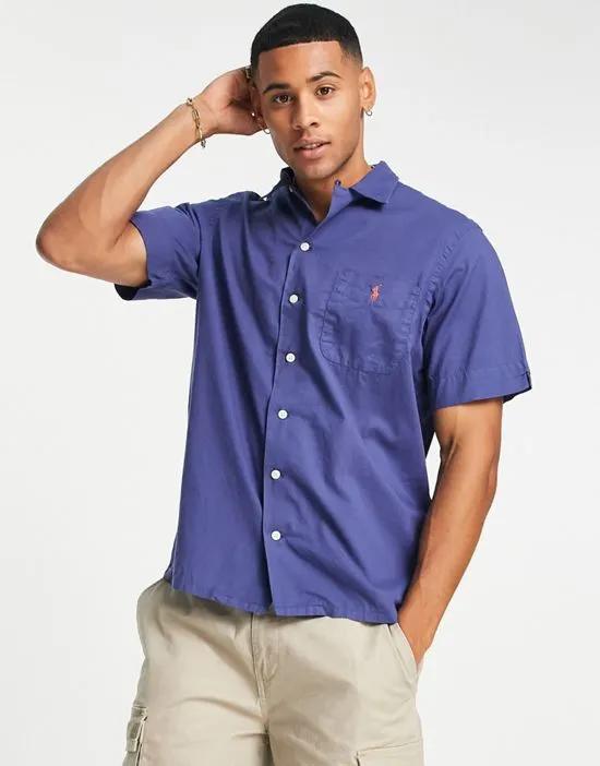 oversized fit short sleeve shirt classic with pony logo in light navy