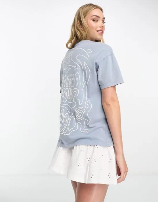 oversized graphic back tee in blue