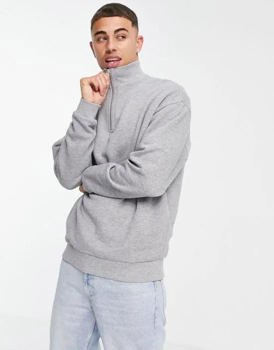 oversized half zip sweatshirt in gray heather - GRAY