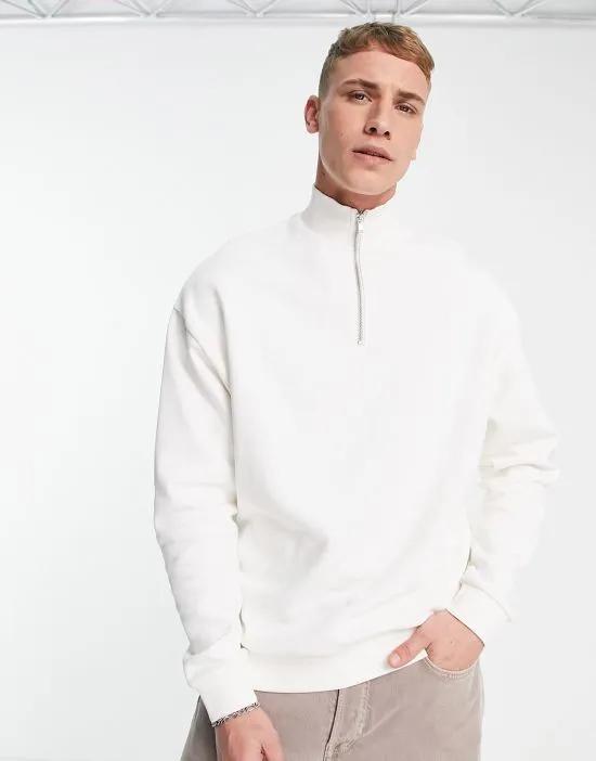 oversized half zip sweatshirt in off white