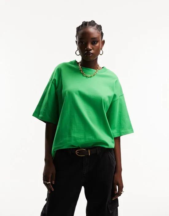 oversized heavy weight T-shirt with with side splits in bright green