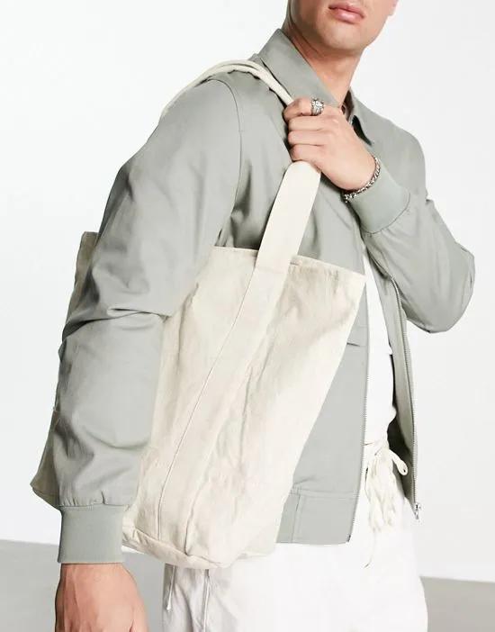 oversized heavyweight cotton tote bag in ecru - STONE