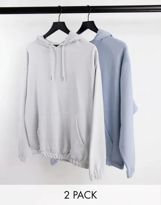oversized hoodie 2 pack in gray/blue - GRAY