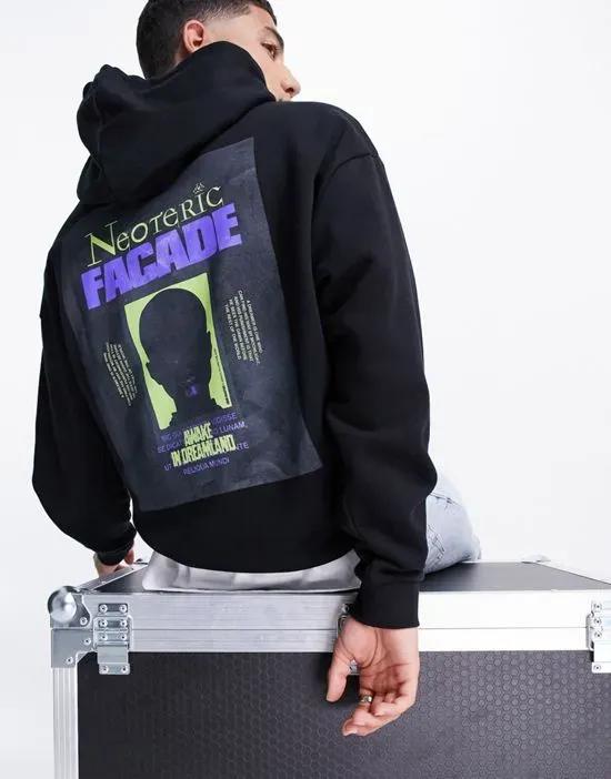 oversized hoodie in black with gothic back print