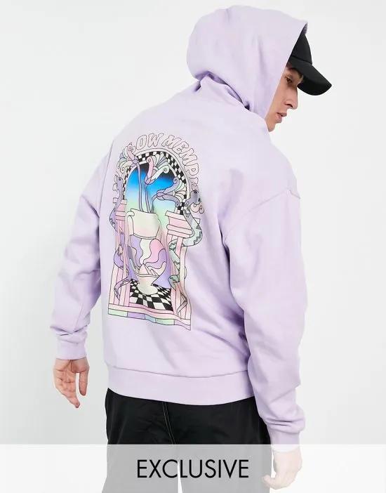oversized hoodie in lilac with mystic back print