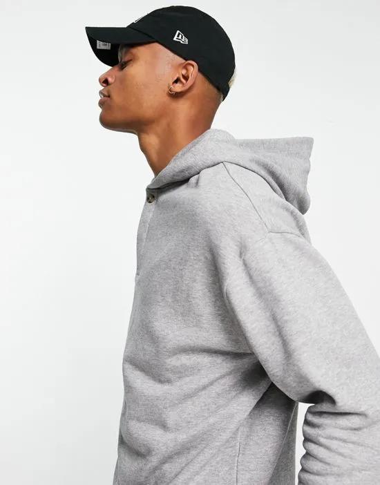 oversized hoodie with rugby neck in gray heather