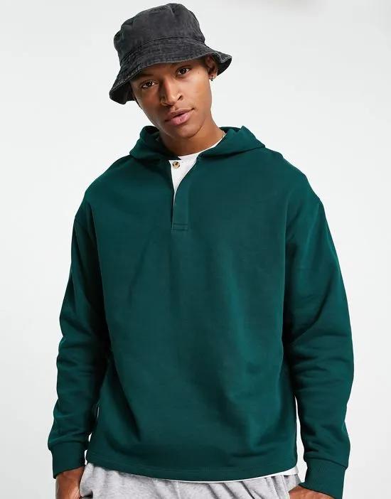 oversized hoodie with rugby neck in green