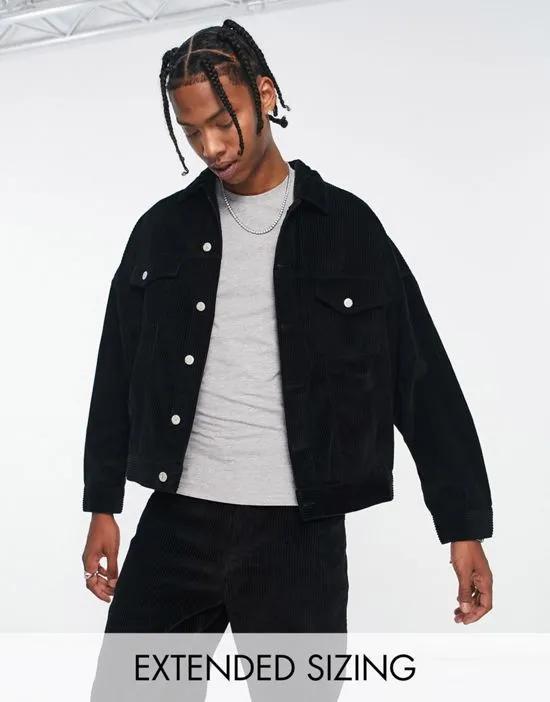 oversized jacket in black corduroy