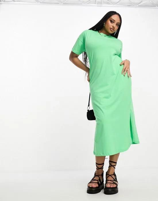 oversized maxi T-shirt dress in bright green