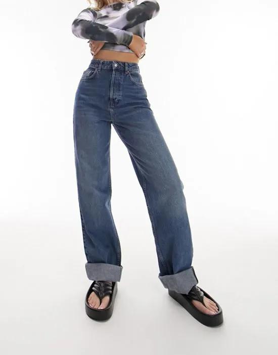 oversized Mom jeans in mid blue