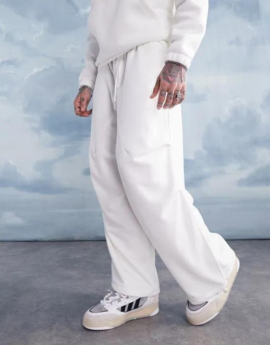 oversized parachute sweatpants in off white