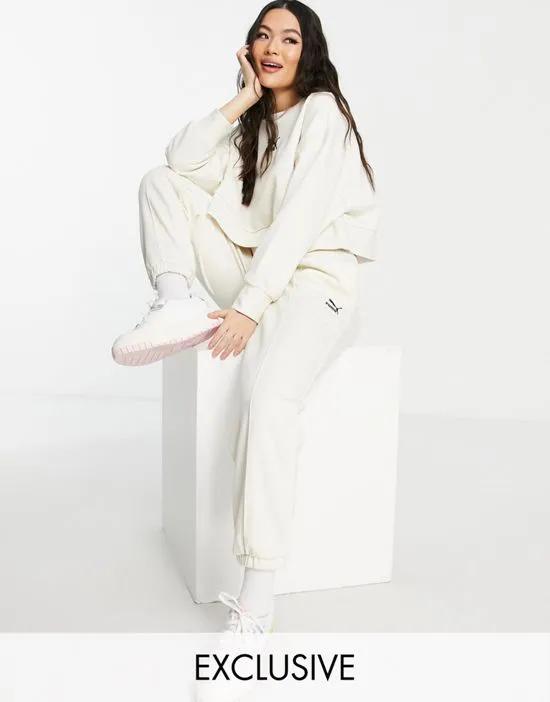 oversized pleated sweatpants in off white - exclusive to ASOS