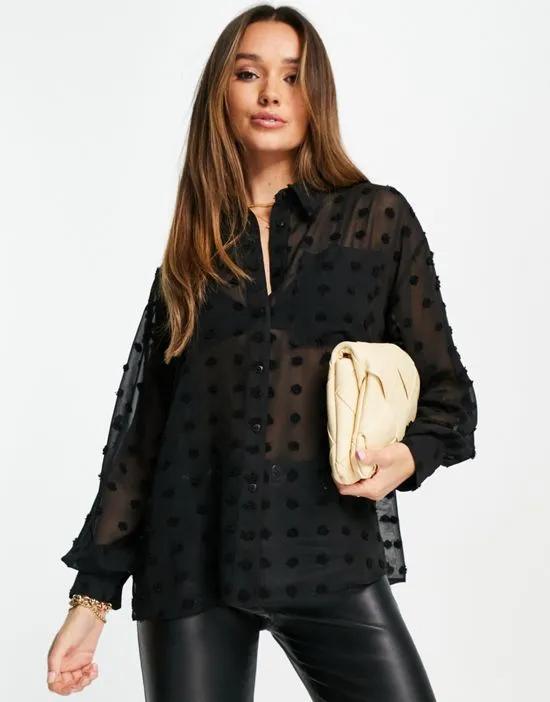 oversized shirt in black texture