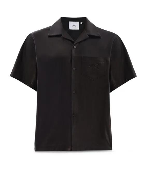 Oversized Short Sleeve Leather Shirt