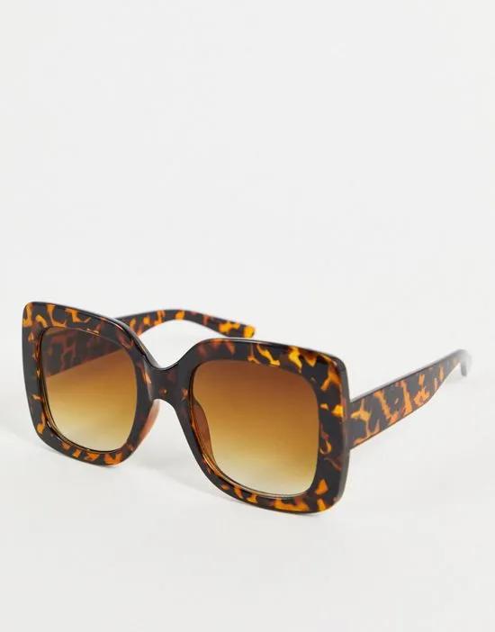 oversized square sunglasses with tortoiseshell frame