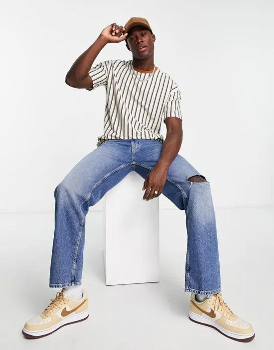 oversized stripe t-shirt in white and navy
