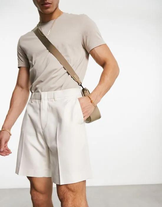 oversized suit shorts in gray