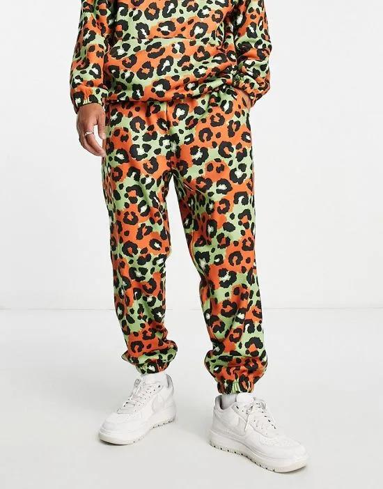 oversized sweatpants in all over animal print - part of a set