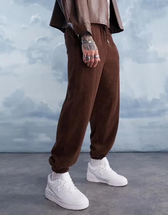 oversized sweatpants in brown terrycloth