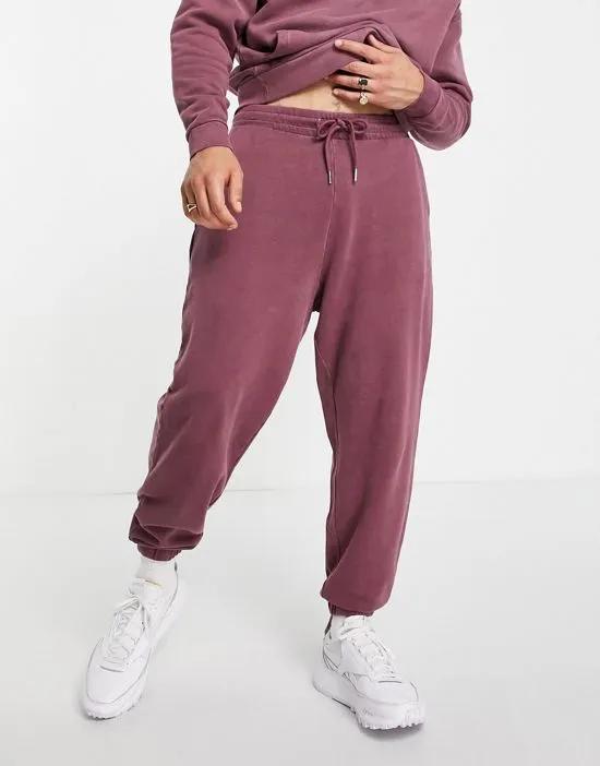 oversized sweatpants in washed burgundy - part of a set