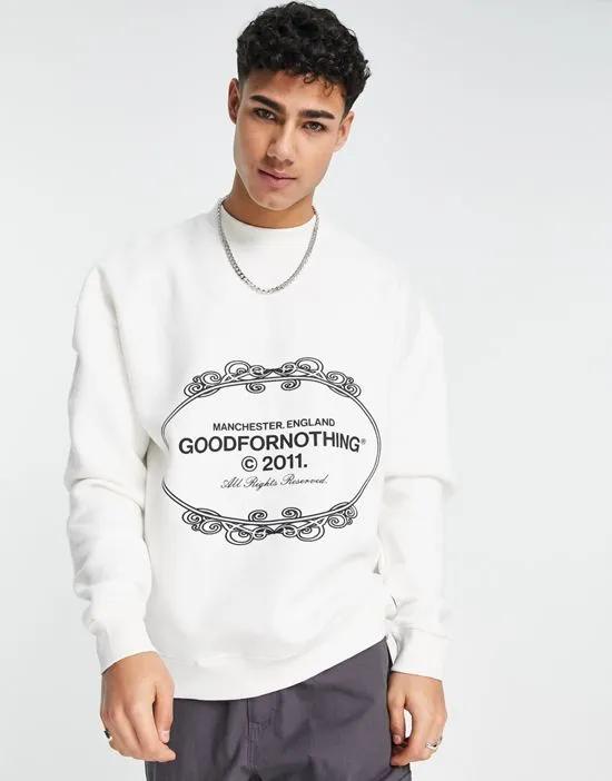 oversized sweatshirt in off white with crest logo print