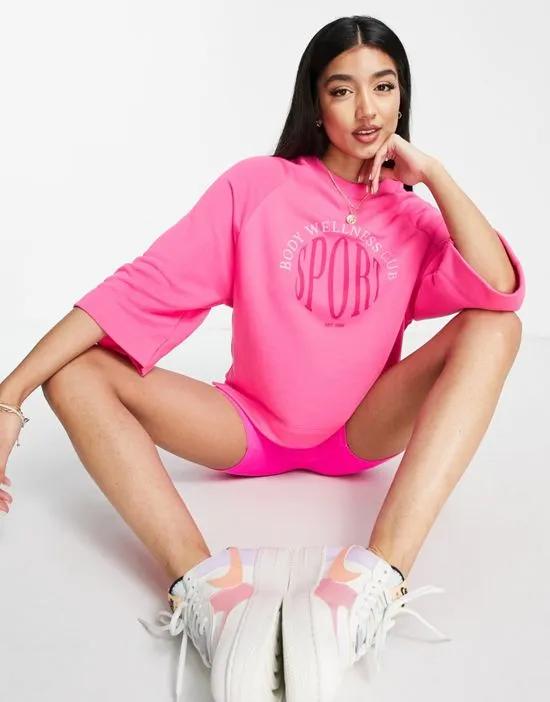oversized sweatshirt in pop pink - part of a set