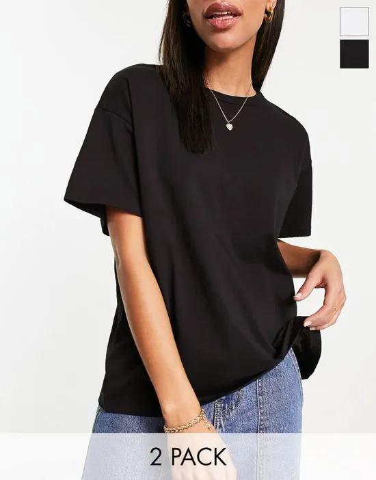 oversized t-shirt 2 pack in black and white