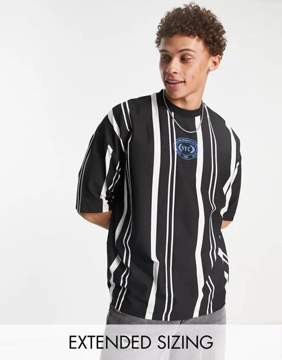 oversized T-shirt in dark stripe with NYC print