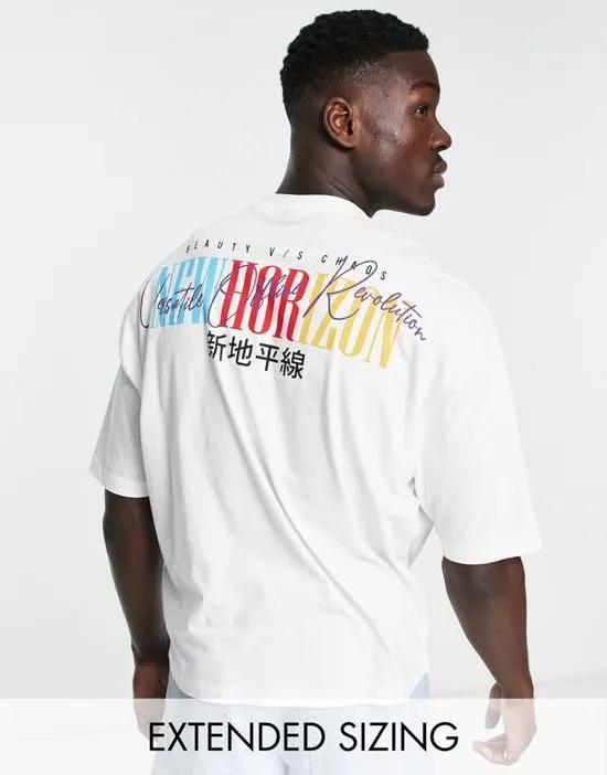 oversized t-shirt in white with front & back text print