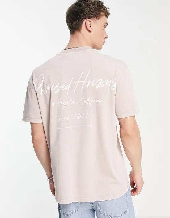 oversized t-shirt with back Promised Horizons text print stone