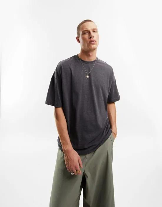oversized t-shirt with crew neck in charcoal marl