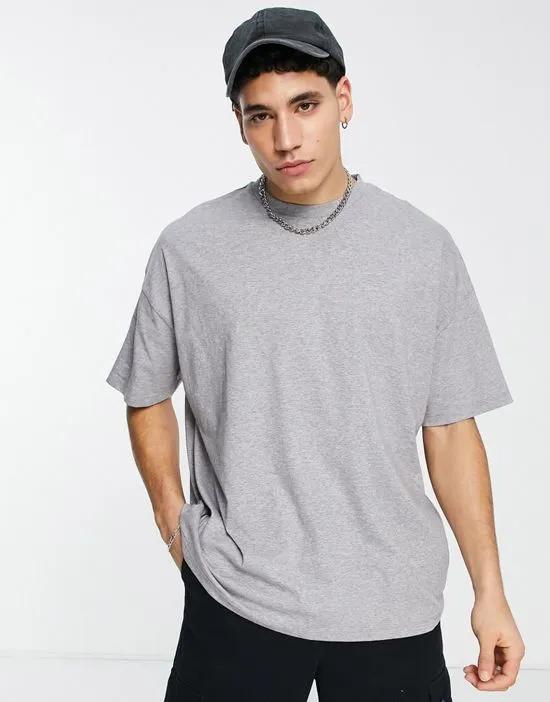 oversized t-shirt with crew neck in gray heather - LGRAY