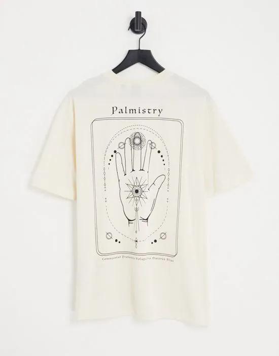 oversized t-shirt with destiny hand back print in white