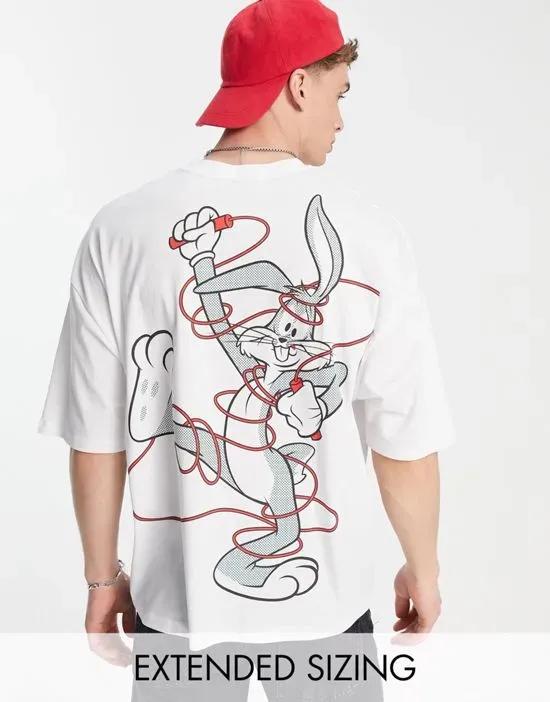 oversized T-shirt with Disney Looney Tunes prints in white