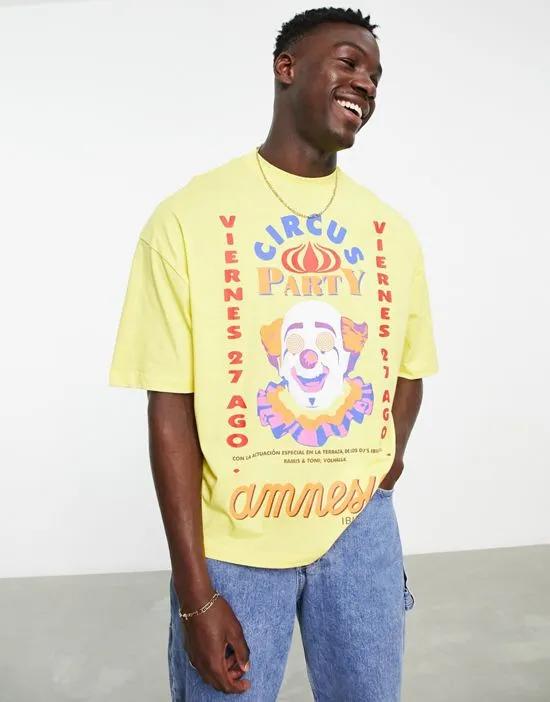 oversized T-shirt with Ibiza Amnesia print in yellow