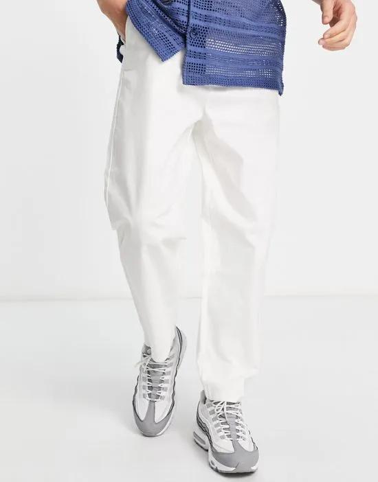 oversized tapered chinos in white